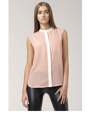 bluzka Bluzka z kontrastową plisą - róż - Nife.pl