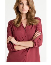 bluzka Elegancka bluzka koszulowa z dekoltem w szpic - Greenpoint