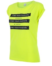 bluzka T-shirt damski TSD257 - neonowy żółty melanż - - 4f.com.pl