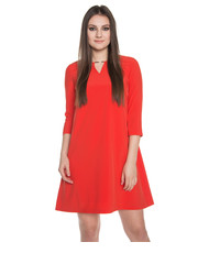 sukienka Czerwona sukienka z wydłużonym tyłem - Bialcon.pl