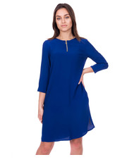 sukienka Niebieska sukienka z zamkiem na dekolcie - Bialcon.pl