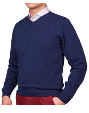 sweter męski Sweter Bawełniany Matt Granatowy - Lancerto.com