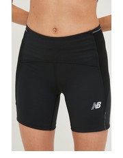 Spodnie szorty do biegania Impact Run damskie kolor czarny z nadrukiem medium waist - Answear.com New Balance