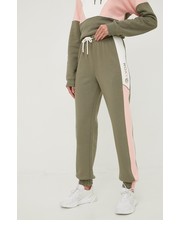 Spodnie spodnie dresowe Lets Get Going damskie kolor zielony z nadrukiem - Answear.com Roxy