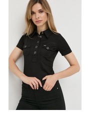 Bluzka polo damski kolor czarny z kołnierzykiem - Answear.com Guess