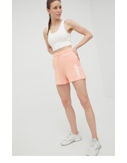 Spodnie szorty damskie kolor pomarańczowy z nadrukiem high waist - Answear.com Guess