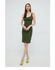 Sukienka sukienka lniana kolor zielony mini dopasowana - Answear.com Guess