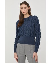 Sweter sweter bawełniany damski kolor granatowy ciepły - Answear.com Guess