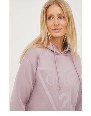 Bluza bluza damska kolor fioletowy z kapturem z nadrukiem - Answear.com Guess