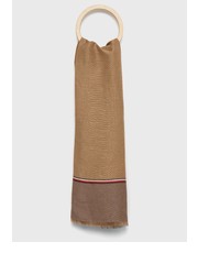 Szalik męski szal lniany kolor brązowy wzorzysty - Answear.com Tommy Hilfiger