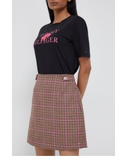 Spódnica spódnica z domieszką wełny kolor brązowy mini prosta - Answear.com Tommy Hilfiger