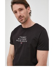 T-shirt - koszulka męska t-shirt bawełniany kolor czarny z nadrukiem - Answear.com Tommy Hilfiger