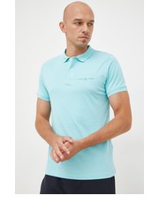 T-shirt - koszulka męska polo bawełniane kolor turkusowy z nadrukiem - Answear.com Tommy Hilfiger