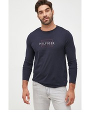 T-shirt - koszulka męska longsleeve bawełniany kolor granatowy z nadrukiem - Answear.com Tommy Hilfiger