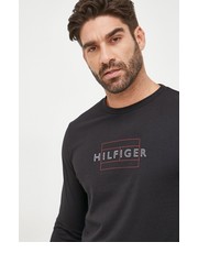 T-shirt - koszulka męska longsleeve bawełniany kolor czarny z nadrukiem - Answear.com Tommy Hilfiger