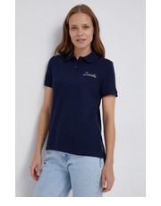 Bluzka T-shirt bawełniany kolor granatowy z kołnierzykiem - Answear.com Lacoste