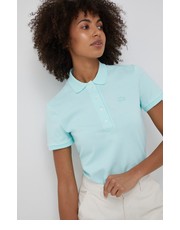Bluzka t-shirt damski kolor niebieski z kołnierzykiem - Answear.com Lacoste