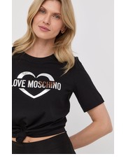 Bluzka t-shirt bawełniany kolor czarny - Answear.com Love Moschino
