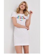 Sukienka sukienka bawełniana kolor biały mini prosta - Answear.com Love Moschino