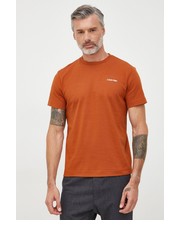 T-shirt - koszulka męska t-shirt bawełniany kolor brązowy gładki - Answear.com Calvin Klein 