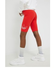 Spodnie adidas Originals szorty damskie kolor czerwony z nadrukiem high waist - Answear.com Adidas Originals