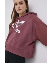 Bluza bluza bawełniana damska kolor różowy z kapturem z nadrukiem - Answear.com Adidas Originals