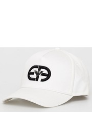 Czapka czapka bawełniana kolor biały z aplikacją - Answear.com Emporio Armani