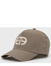Czapka czapka kolor beżowy z aplikacją - Answear.com Emporio Armani