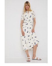 Sukienka sukienka kolor beżowy midi rozkloszowana - Answear.com Lauren Ralph Lauren