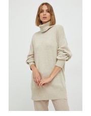 Sweter sweter z domieszką wełny damski kolor beżowy z golfem - Answear.com Trussardi