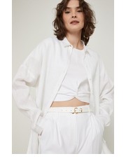 Koszula koszula lniana damska kolor biały relaxed z kołnierzykiem klasycznym - Answear.com Medicine