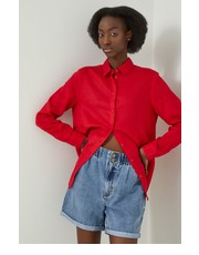 Koszula koszula lniana damska kolor czerwony regular z kołnierzykiem klasycznym - Answear.com Medicine