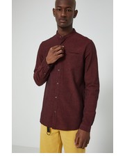Koszula męska koszula lniana męska kolor bordowy slim ze stójką - Answear.com Medicine