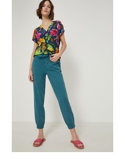 Spodnie spodnie damskie kolor turkusowy joggery high waist - Answear.com Medicine