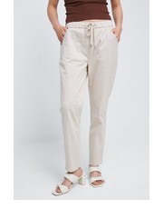 Spodnie spodnie damskie kolor beżowy proste high waist - Answear.com Medicine