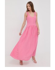 Sukienka sukienka z domieszką lnu kolor różowy maxi rozkloszowana - Answear.com Silvian Heach