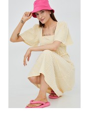 Sukienka sukienka bawełniana kolor żółty midi rozkloszowana - Answear.com Vero Moda