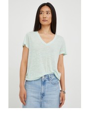 Bluzka t-shirt z domieszką lnu kolor zielony - Answear.com Lee