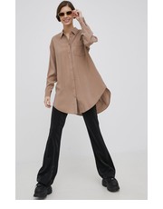Koszula koszula damska kolor brązowy relaxed z kołnierzykiem klasycznym - Answear.com Vila