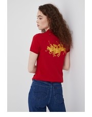 Bluzka t-shirt damski kolor czerwony z kołnierzykiem - Answear.com Polo Ralph Lauren