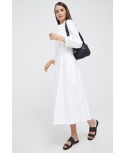 Sukienka sukienka bawełniana kolor biały midi rozkloszowana - Answear.com Polo Ralph Lauren