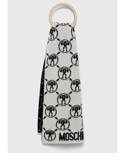 Szalik szalik z domieszką wełny kolor biały wzorzysty - Answear.com Moschino