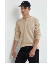 T-shirt - koszulka męska longsleeve bawełniany kolor beżowy gładki - Answear.com Solid