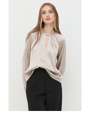 Bluzka bluzka jedwabna damska kolor szary gładka - Answear.com Pinko