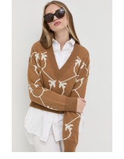 Sweter sweter wełniany damski kolor brązowy - Answear.com Pinko