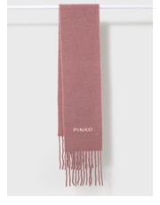 Szalik szalik wełniany kolor różowy z aplikacją - Answear.com Pinko