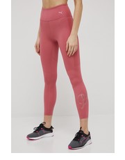 Legginsy legginsy treningowe Moto damskie kolor różowy z nadrukiem - Answear.com Puma