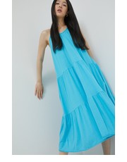 Sukienka sukienka z domieszką lnu kolor turkusowy midi rozkloszowana - Answear.com Superdry