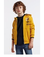 Bluza bluza dziecięca kolor żółty z kapturem z nadrukiem - Answear.com Mayoral