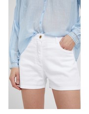 Spodnie szorty jeansowe damskie kolor biały gładkie high waist - Answear.com Aeronautica Militare